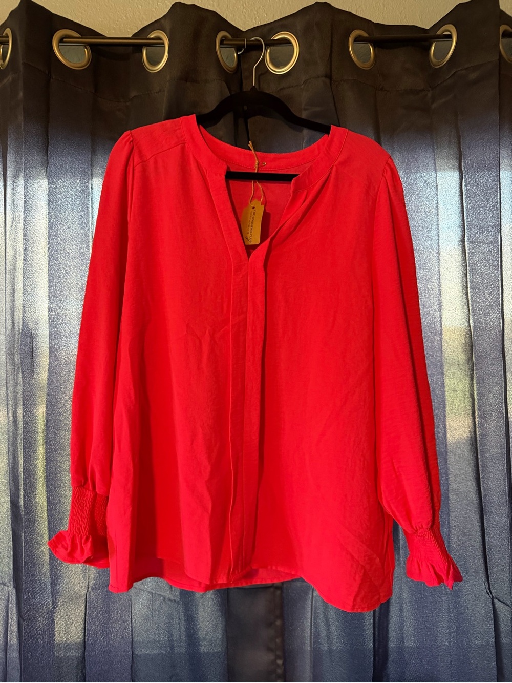 Women's Bright Red Long-Sleeve Blouse